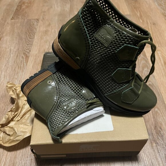 Sorel Major Lace Boots Nori Green Patent Mesh Women's Size 7 - Picture 12 of 16